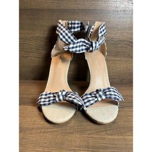 NWB BCBGeneration Jessa Gingham Ankle-Strap Dress Sandals 8.5M Stiletto Heel
